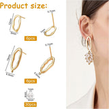 12Pcs 2 Style Brass Stud Earring Findings, with Loop, Oval, Nickel Free, with 30Pcs Plastic Ear Nuts, Real 18K Gold Plated, 12~19x6~6.5mm, Pin: 0.7mm, 6pcs/style