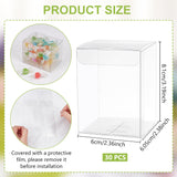 Transparent Plastic PVC Box Gift Packaging, Waterproof Folding Box, Rectangle, Clear, 6x6.05x8.1cm, Unfold: 20.4x12x0.1cm