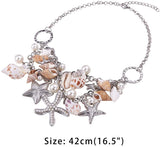 Bib Statement Necklaces, with Natural Conch Shell, Starfish, Platinum, 16.5 inch(42cm), 1pc/box