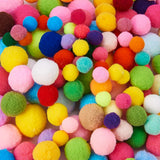 1 Box(400pcs) Pom Poms Craft Making Assorted Sizes & Colors High-elastic Good Quality Pom Poms Creative Craft DIY Material, Mixed Color, 15~30mm, about 400pcs/box