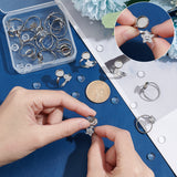 DIY Flat Round Blank Dome Cuff Ring Making Kit, Including Cat & Star & Human 304 Stainless Steel Open Ring Settings, Glass Cabochons, Stainless Steel Color, 38Pcs/box