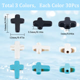 90Pcs 3 Colors Synthetic Turquoise Beads, Dyed, Religion Cross, Mixed Color, 16x12x3.5mm, Hole: 1mm, 30pcs/color