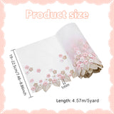 Polyester Lace Trim, Embroidery Flower Lace Ribbon for Sewing Craft, Pink, 7-1/2~8-7/8 inch(190~225mm), 5 yards/bundle