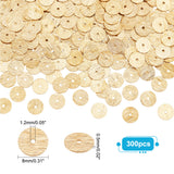 300Pcs Brass Spacer Beads, Long-Lasting Plated, Heishi Beads, Disc, Golden, 8x0.5mm, Hole: 1.2mm