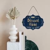 Wood Hanging Wall Decorations, with Jute Twine, Word Blessed Home, 186x269x5mm