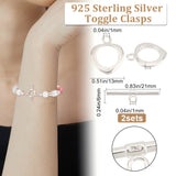 2 Sets 925 Sterling Silver Toggle Clasps, Ring, Silver, Clasps: 13x11mm  21x6mm, Bar: 21x6mm, Hole: 1mm