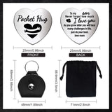 1 Set Friendship Theme Heart Double-Sided Engraved Stainless Steel Commemorative Decision Maker Coin, with 1Pc Velvet Cloth Drawstring Bags, Word, 25x25x2mm, 4pcs/set