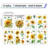 8 Sheets 8 Styles PVC Waterproof Wall Stickers, Self-Adhesive Decals, for Window or Stairway Home Decoration, Rectangle, Flower, 200x145mm, about 1 sheets/style