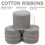 Cotton Rustic Frayed Edge Ribbon, Tassel Fringe Ribbon with Wood Spools, for Wedding, Bouquet, Invitation Card, Slate Gray, 1-5/8 inch(40mm), about 5.47 Yards(5m)/Roll