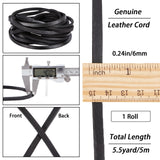 Flat Cowhide Leather Cord, for Jewelry Making, Black, 7x4mm