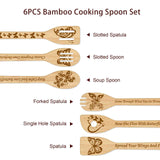 6Pcs Bamboo Spoons & Knifes & Forks, Flatware for Dessert, Butterfly Pattern, 60x300mm, 6 style, 1pc/style, 6pcs/set