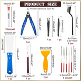 Stainless Steel Putty Knife & Wire Brush, 3D Printer Nozzle Cleaning Kit, Carbon Steel Wire Flush Cutters, Oil Painting Scraper Knife, Steel Diamond Files and Tweezers, Mixed Color, 23pcs/bag