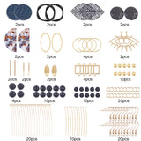 DIY Earring Making Kits, Natural Lava Rock Beads and Resin Pendants,  Stainless Steel Filigree Pendants & Links, Brass Pendants & Linking Rings & Earring Hooks, Iron Links & Pins, Alloy Bead, Golden, 132pcs/box