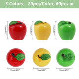 60Pcs 3 Colors Christmas Resin 3D Apple Display Decorations, for Home Decorations, Mixed Color, 13x13mm, 20pcs/color