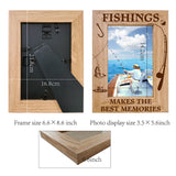 Natural Wood Photo Frames, for Tabletop Display Photo Frame, Rectangle, Fish, 218x168mm, Inner Diameter: 142x90mm