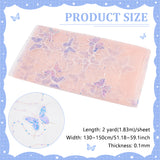 1 Sheet Butterfly Pattern Polyester Fabrics, Wedding Gauze Embroidery Fabric, for Costume Making, Misty Rose, 130~150x0.01cm