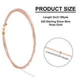 925 Sterling Silver Wire, with Sponge Pad, Rose Gold, 26 Gauge, 0.4mm, about 6.56 Feet(2m)/Box