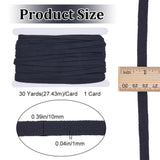 30 Yards Polycotton Ribbons, for Bag Strap Making, Flat, Black, 10mm