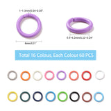 480Pcs 16 Colors Iron Quick Link Connectors, Linking Rings, Mixed Color, 8x1~1.3mm, Inner Diameter: 5.5mm, 30pcs/color