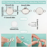 DIY Blank Dome Link Connector Making Kit, Including Flat Round 304 Stainless Steel Connector Settings, Glass Cabochons, Stainless Steel Color, 160Pcs/box, Connector Settings: 17.5x12x2mm, Hole: 2mm, Tray: 10mm