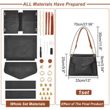 DIY Imitation Leather Handbag Making Kit, Including Bag Straps, Scissor, Needle, Thread, Iron Chains, Magnetic Alloy Clasps, Black, 583x434x1mm, Hole: 1.5mm and 12mm