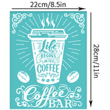 Self-Adhesive Silk Screen Printing Stencil, for Painting on Wood, DIY Decoration T-Shirt Fabric, Turquoise, Coffee Pattern, 280x220mm