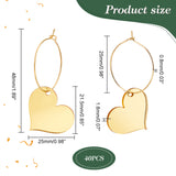 Heart Acrylic Wine Glass Charms, with Brass Hoop Earring Findings, Yellow, 48mm, 40pcs/set