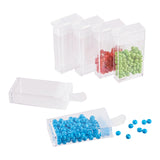 Plastic Bead Containers, Flip Top Bead Storage, For Seed Beads Storage Box, Rectangle, Clear, 5x2.7x1.2cm, Hole: 0.9x1cm