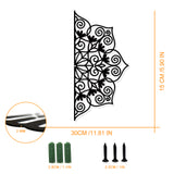 Iron Wall Hanging Decorative, with 3 Screws, Flower, Metal Wall Art Ornament for Home, Electrophoresis Black, 300x150mm