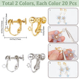 40Pcs 2 Colors Brass Converter Findings, for non-pierced Ears, with Loop, Platinum & Golden, 17x13.5x5mm, Hole: 1.2mm, 20Pcs/color