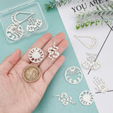 12Pcs 6 Style 201 Stainless Steel Pendants, Laser Cut, Mixed Shape, Stainless Steel Color, 23~39x18~30x1mm, Hole: 1.4~1.6mm, 2pcs/style