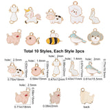 Animal Theme Alloy Enamel Pendants, Light Gold, Mixed Color, 30pcs/box