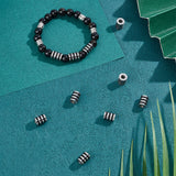 10Pcs 304 Stainless Steel European Beads, Large Hole Beads, with Plastic, Grooved Column, Stainless Steel Color, 10x8mm, Hole: 4mm