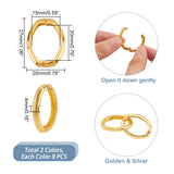 16Pcs 2 Colors Rack Plating Brass Shortener Clasps, Twister Clasps, Long-Lasting Plated, Oval Ring, Golden & Silver, 27x20x4mm, 8pcs/color