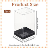 Trasparent Plastic Toys Action Figures Display Boxs, Dustproof Minifigures Display Case with Black Base, Rectangle, Clear, 6.4x5.6x9.7cm, Inner Diameter: 6.2x5.4cm