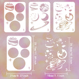 3Pcs 3 Styles PET Hollow Out Drawing Painting Stencils, for DIY Scrapbook, Photo Album, Planet, 297x210mm, 1pc/style