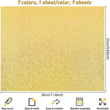 7 Sheets 7 Colors Laser Heat Transfer Vinyl Sheets, for T-Shirt, Clothes Fabric Decoration, Rectangle, Mixed Color, 30x25cm, 1 sheet/color