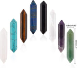 Gemstone No Hole Beads, Healing Stones, Reiki Energy Balancing Meditation Therapy Wand, Faceted, Double Terminated Point, 51~55x10.5~11x9.5~10mm, 7pcs/set