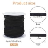 20 Yards Flat Polyester Non-Slip Elastic Band, Silicone Gripper Cord, Garment Accessories, Black, 12mm