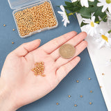 304 Stainless Steel Beads, Hollow Round, Golden, 3x3mm, Hole: 1mm, about 500pcs/bag, 1bag/box