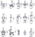 Tibetan Style Alloy Pendants, Mixed Shapes, Antique Silver, 7.4x7.2x1.7cm, 90pcs/box