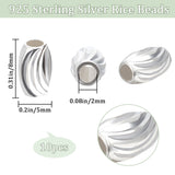 10Pcs Fancy Cut 925 Sterling Silver Rice Beads, Silver, 8x5mm, Hole: 2mm