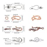 Tibetan Style Hook and Eye Clasps, Mixed Color, 14x10.8x3cm, 120pcs/box