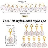 DIY Knitting Tools, including 0~9 Number Alloy Enamel Pendant Stitch Markers and Beaded Knitting Row Counter Chains for Knitting Weaving Sewing Quilting Handmade Jewelry, White, 2.8~95cm, 11pcs/box