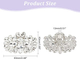 2Pcs Detachable Flower Shoe Decoration, with Alloy Buckle Clip, Crystal Glass Rhinestone, Crystal, 43x63x13mm