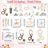 72Pcs 16 Style Alloy Pendants, Hospital Theme, Antique Silver & Golden, 72pcs/box