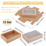 Kraft Paper Storage Gift Drawer Boxes, Translucent Plastic Cover Gift Packaging Case, Peru, 18.2x13x4.6cm