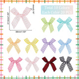 200Pcs 10 Colors Tartan Pattern Polyester Ribbon Bowknots, for Clothing Decoration Accessories, Mixed Color, 38x41.5x4mm, 20pcs/color