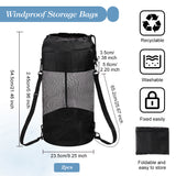 Polyester Drawstring Bags, Windproof Storage Bags for Boat Kayak, Black, 54.5x23.5cm