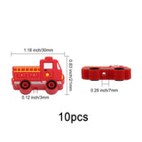 10Pcs Food Grade Eco-Friendly Silicone Beads, Chewing Beads For Teethers, DIY Nursing Necklaces Making, Fire Fighting Truck, Red, 21x30x7mm, Hole: 3mm